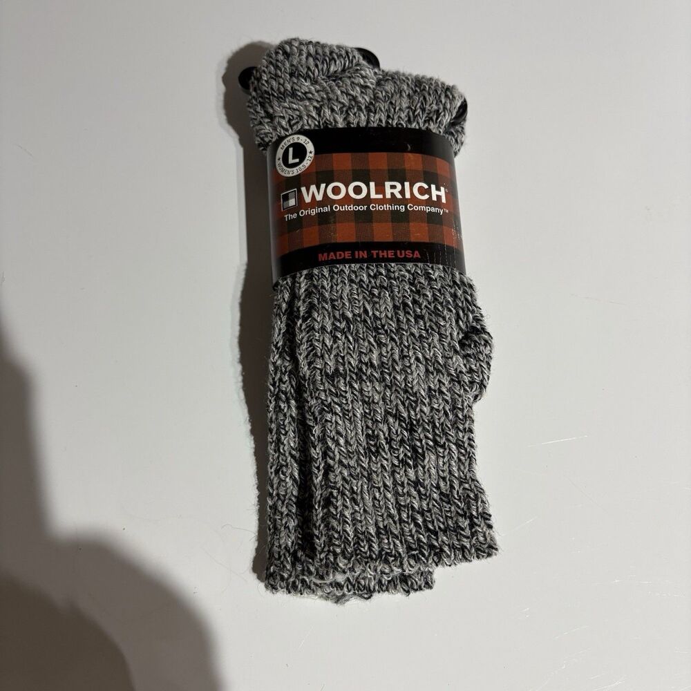 Woolrich Merino Wool Cotton Hiking Socks Mid Calf Gray Size L USA